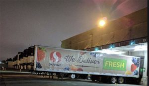 Trucks outside Safeway dairy